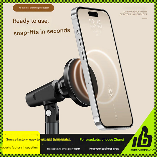 Magnetic Phone Stand for iPhone 13/14/15 – Telescopic Desktop Holder for Live Streaming & Video Calls