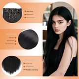 6-Piece Clip-In Straight Hair Extensions – Long Synthetic Fiber Wig Set for Women - 22 inches