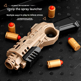 Soft Bullet Spray Toy Gun – Decompression Launcher with 3 Cartridges & 10 Warheads
