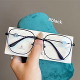 Korean-Style Irregular Metal Frame Glasses – Anti-Blue Light Full-Rim Polygon Eyewear