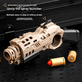 Soft Bullet Spray Toy Gun – Decompression Launcher with 3 Cartridges & 10 Warheads