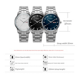 Sinobi Men’s Business Quartz Watch – Stainless Steel Strap, Day-Date Display, Waterproof