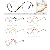 Women’s Metal Half-Frame Blue Light Glasses – Stylish Optical Frames for Myopia