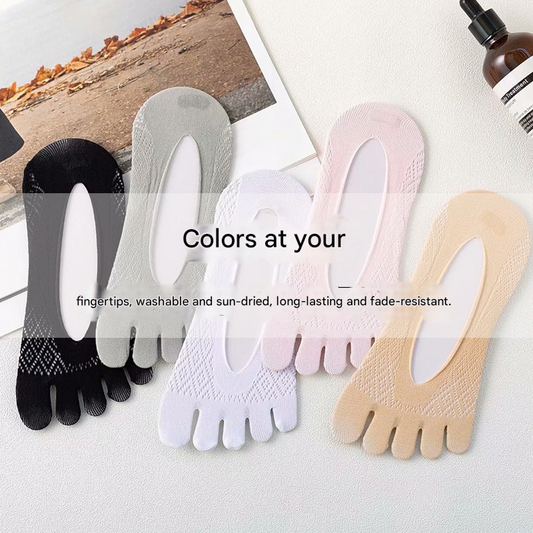 Women’s Silk Five-Finger No-Show Socks – Breathable, Quick-Dry Summer Accessories