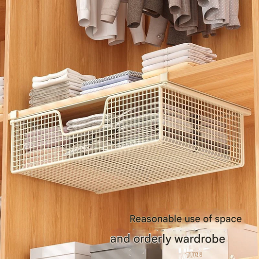 Pull-Out Hanging Storage Shelf – Carbon Steel Organizer for Kitchen, Bathroom & Closet