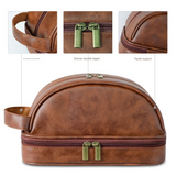 Men's Large-Capacity Waterproof PU Leather Toiletry Bag - Storage Organizer