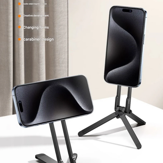 MagSafe Carabiner Phone Stand – Foldable Magnetic Tripod Mount for Live Streaming