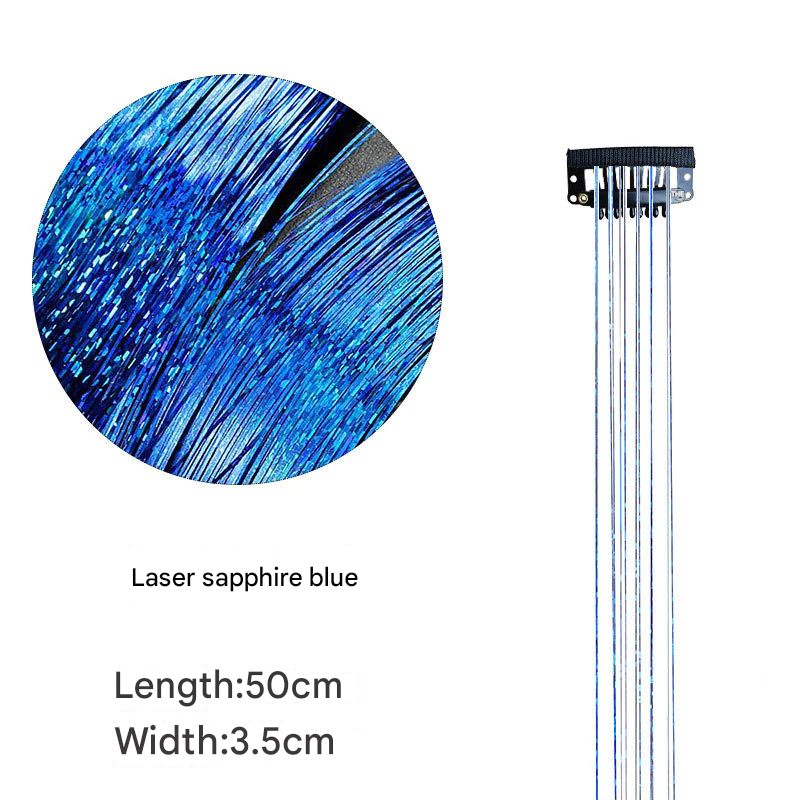 Classic Tinsel Hair Extensions – Long Sparkly PET Strands, 50cm Glitter Highlights (Set of 2)