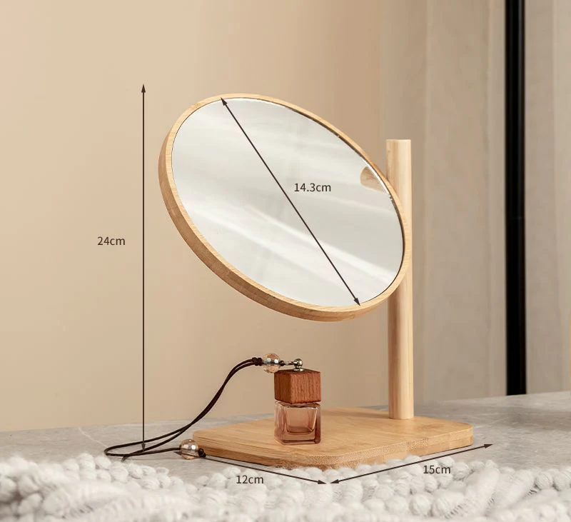 Rotatable High-Definition Wooden Makeup Mirror