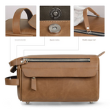 Retro Men's PU Leather Wash Bag - Waterproof Clutch Organizer