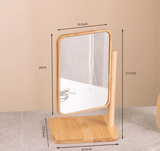 Rotatable High-Definition Wooden Makeup Mirror