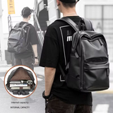 Unisex Urban Style PU Leather Student Backpack – Laptop Bag, 14-Inch Capacity