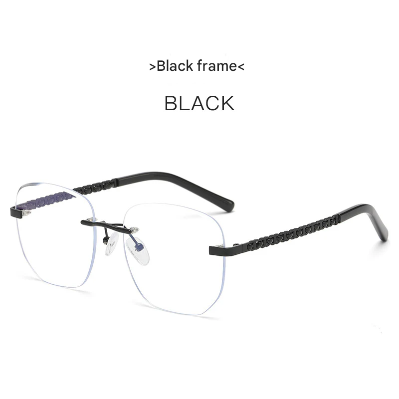 Women's Anti-Blue Light Square Glasses – Frameless Fashion Eyewear with Chain Detail