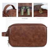 Men's PU Leather Travel Wash Bag - Large Capacity