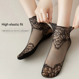 Women’s Lace Cotton Socks – Breathable Floral Short Anklets, Quick-Dry & Sweat-Absorbent