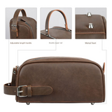 Retro PU Leather Wash Bag - Cosmetic Organizer for Travel