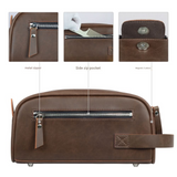 Retro PU Leather Wash Bag - Cosmetic Organizer for Travel