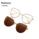 2-in-1 Polarized Cat-Eye Sunglasses – UV400 Magnetic Myopia Frame for Women
