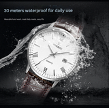 Oshrzo Men's Quartz Leather Watch – Casual Business Style, Calendar Display