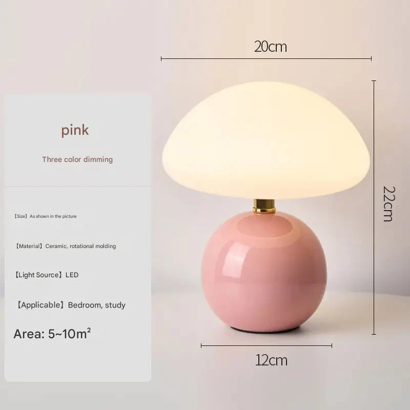 Ceramic Mushroom Table Lamp – Cream Style Bedside Night Light