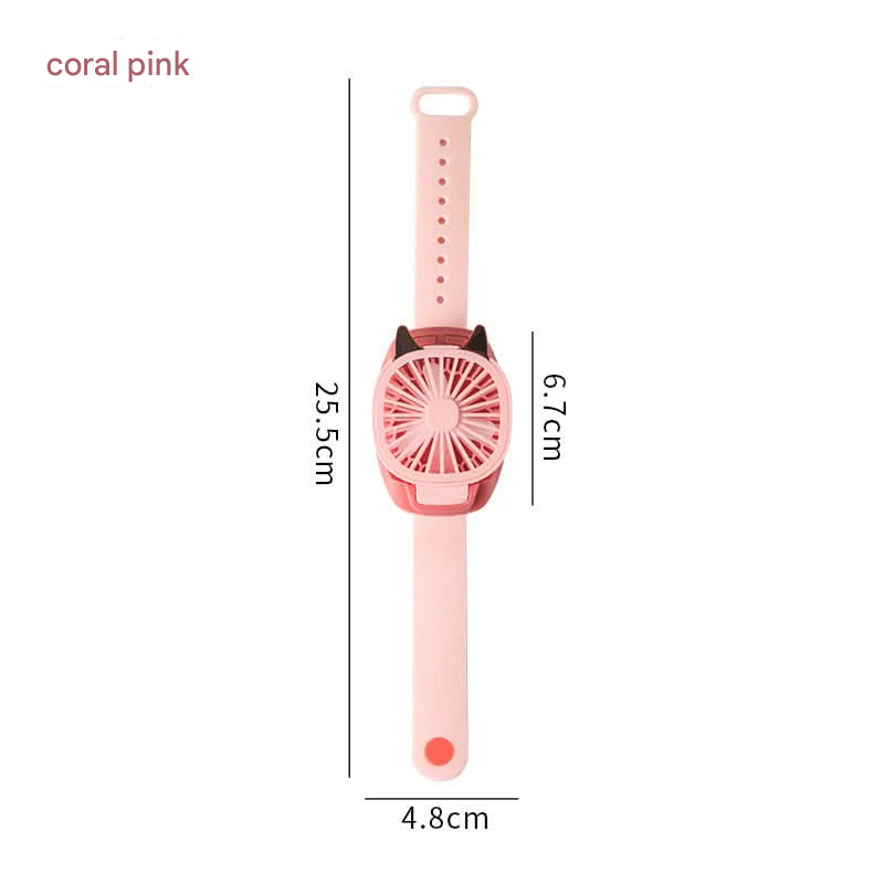 USB Rechargeable Watch Fan – Mini Wearable Fan with Colorful Lights