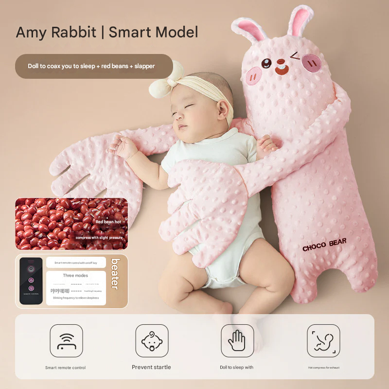 Baby Soothing Plush Toy with Patting Motion – Remote-Controlled Anti-Startle Sleep Aid