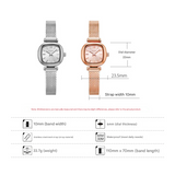 Sinobi Women's Luxury Square Quartz Watch – Milanese Strap, Fashion Timepiece