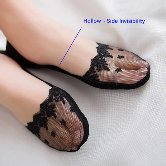 Women’s Lace Invisible Socks – Non-Slip Ultra-Thin Mesh Boat Socks for Everyday Comfort