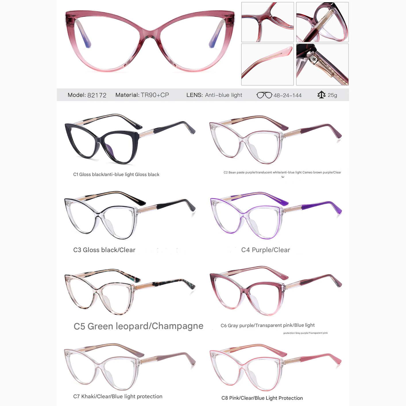 Butterfly Frame Anti-Blue Light Glasses for Women – Full Frame Optical Eyewear