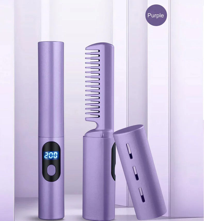 Mini Wireless Rechargeable Hair Straightener With Digital Display- Negative Ion, Portable & Hair-Safe