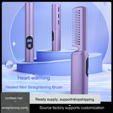 Mini Wireless Rechargeable Hair Straightener With Digital Display- Negative Ion, Portable & Hair-Safe