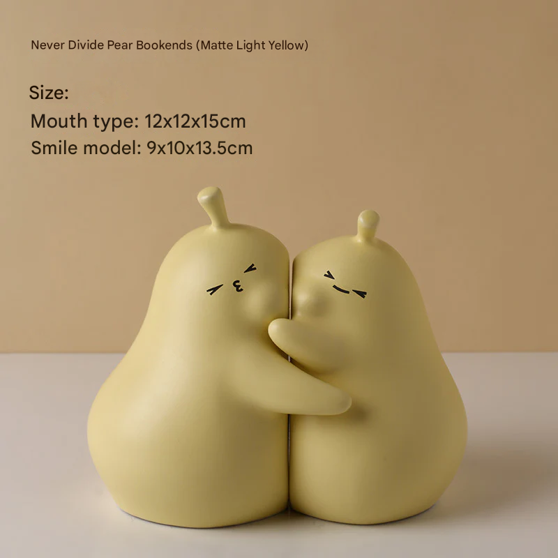 Never Divide Pear Bookends – Ceramic Desk Accessory for Bookshelves