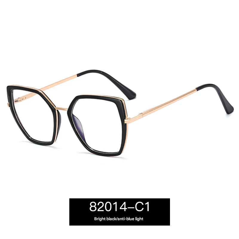 Geometric Polygon Anti-Blue Light Glasses for Women – Metal Full Frame