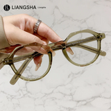 Women's Retro Polygon Anti-Blue Light Glasses Frame – Myopia-Ready Optical Eyewear