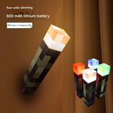 Minecraft-Inspired Torch Lamp – Diamond Ore Potion Bottle Night Light