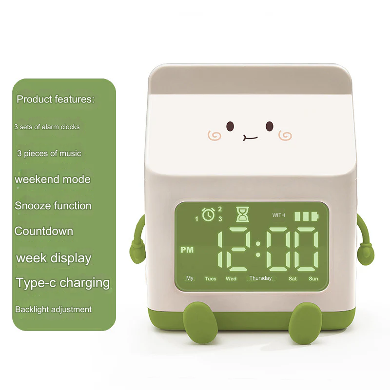 Cute Milk Box Mini Alarm Clock