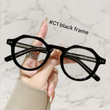 Women's Retro Polygon Anti-Blue Light Glasses Frame – Myopia-Ready Optical Eyewear