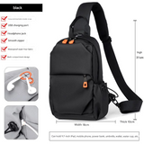 Men’s Crossbody Chest Bag – Oxford Shoulder Backpack with USB Port