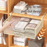 Pull-Out Hanging Storage Shelf – Carbon Steel Organizer for Kitchen, Bathroom & Closet