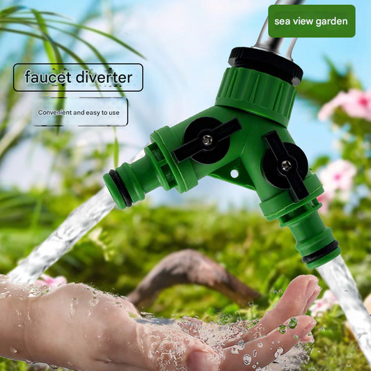 Garden Hose Splitter Connector – Plastic Green Nipple Diverter for Efficient Water Distribution