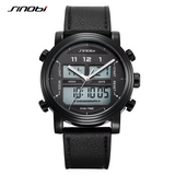 Sinobi Men's Leather Quartz Watch – Chronograph Calendar Alarm Business Wristwatch