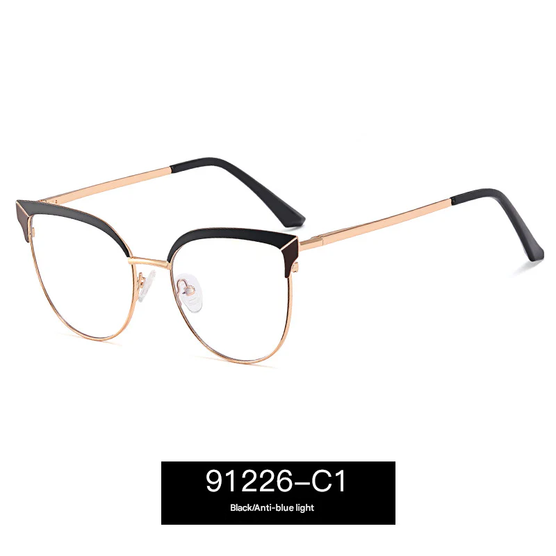 Women's Metal Butterfly Glasses Frame – Anti-Blue Light, Myopia-Ready Eyewear