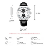 Sinobi Men’s Leather Strap Quartz Watch – Waterproof Chronograph with Calendar