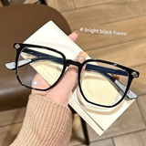 Frosted Large Frame Anti-Blue Light Glasses for Women – Box Style Eyewear for Big Face