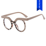 Round Owl Blue Light Blocking Glasses for Women – European Style Flat Mirror Frame
