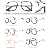 Men’s Square Frame Anti-Blue Light Glasses – Large Optical Flat Mirror UV400