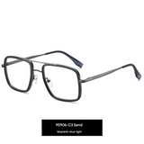 Men’s Square Frame Anti-Blue Light Glasses – Large Optical Flat Mirror UV400