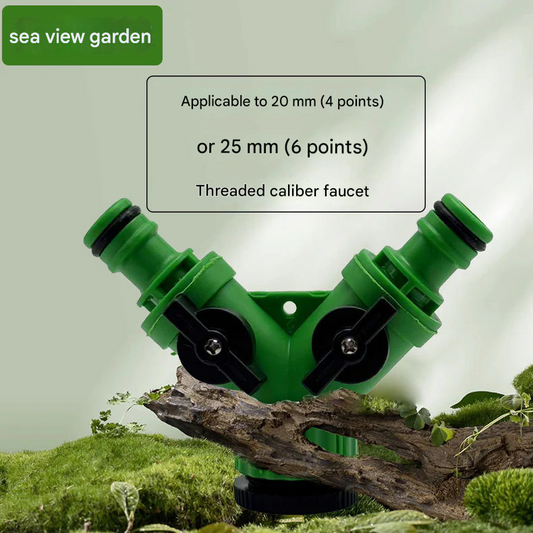Garden Hose Splitter Connector – Plastic Green Nipple Diverter for Efficient Water Distribution