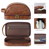 Men's Large-Capacity Waterproof PU Leather Toiletry Bag - Storage Organizer